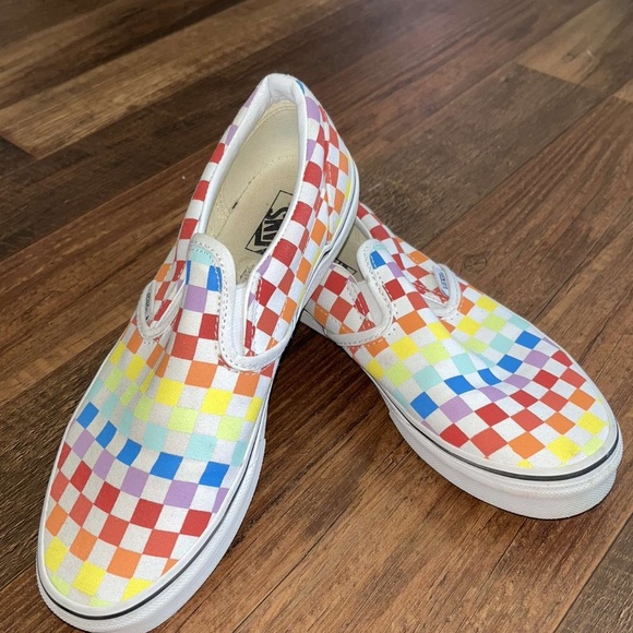Rainbow Checkerboard Vans - Picture 1 of 4